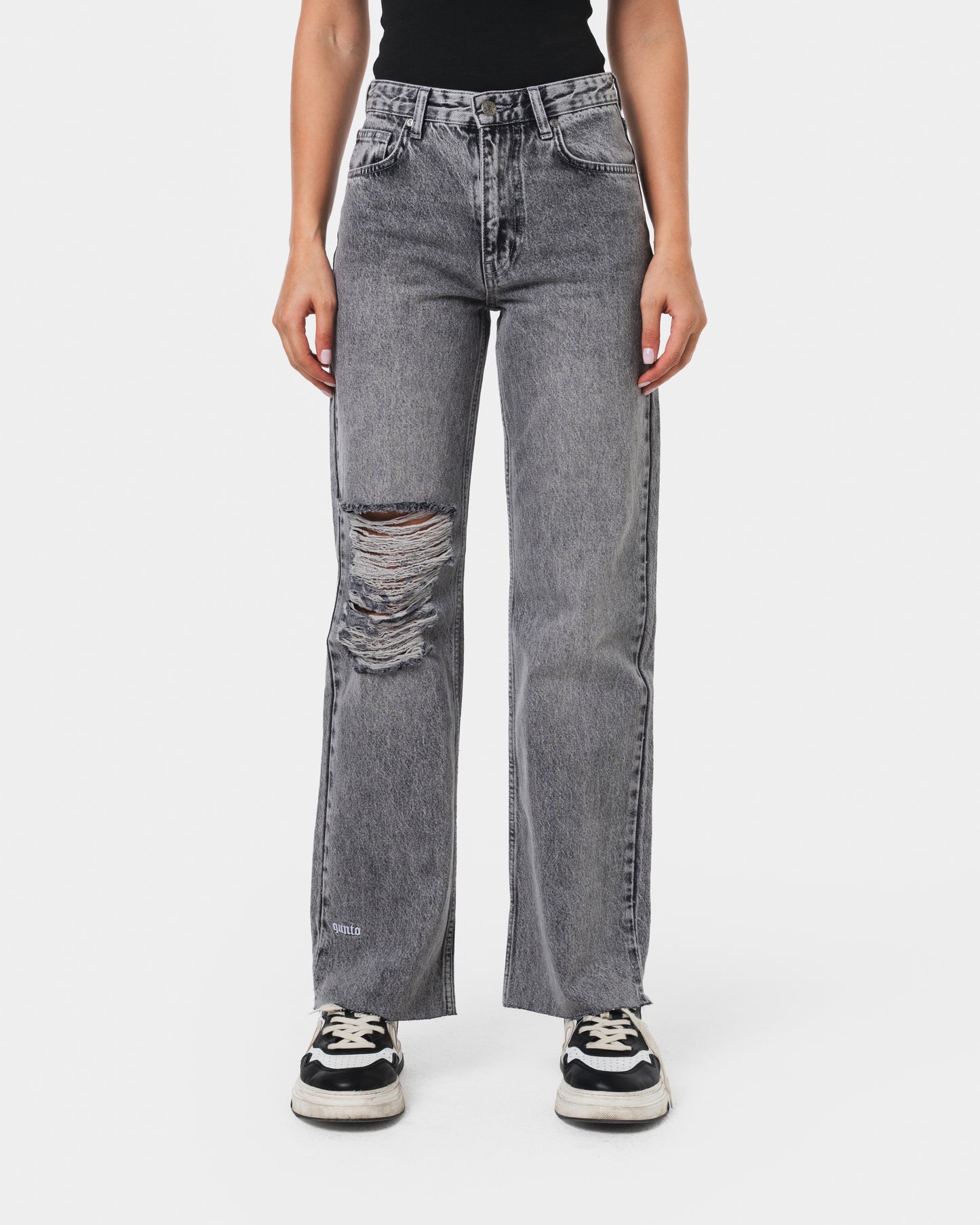 W RIPPED JEANS GREY