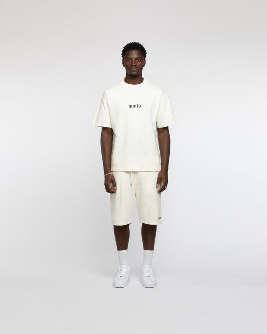 QUNTO LOGO SHORTS CREAM