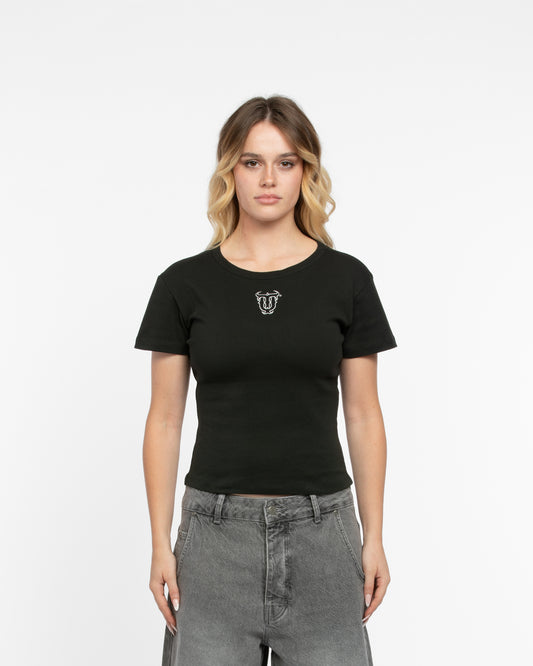 W ESSENTIALS BABY TEE BLACK
