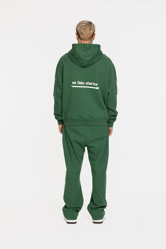 Zipper Hoodie Stripes Dark Green