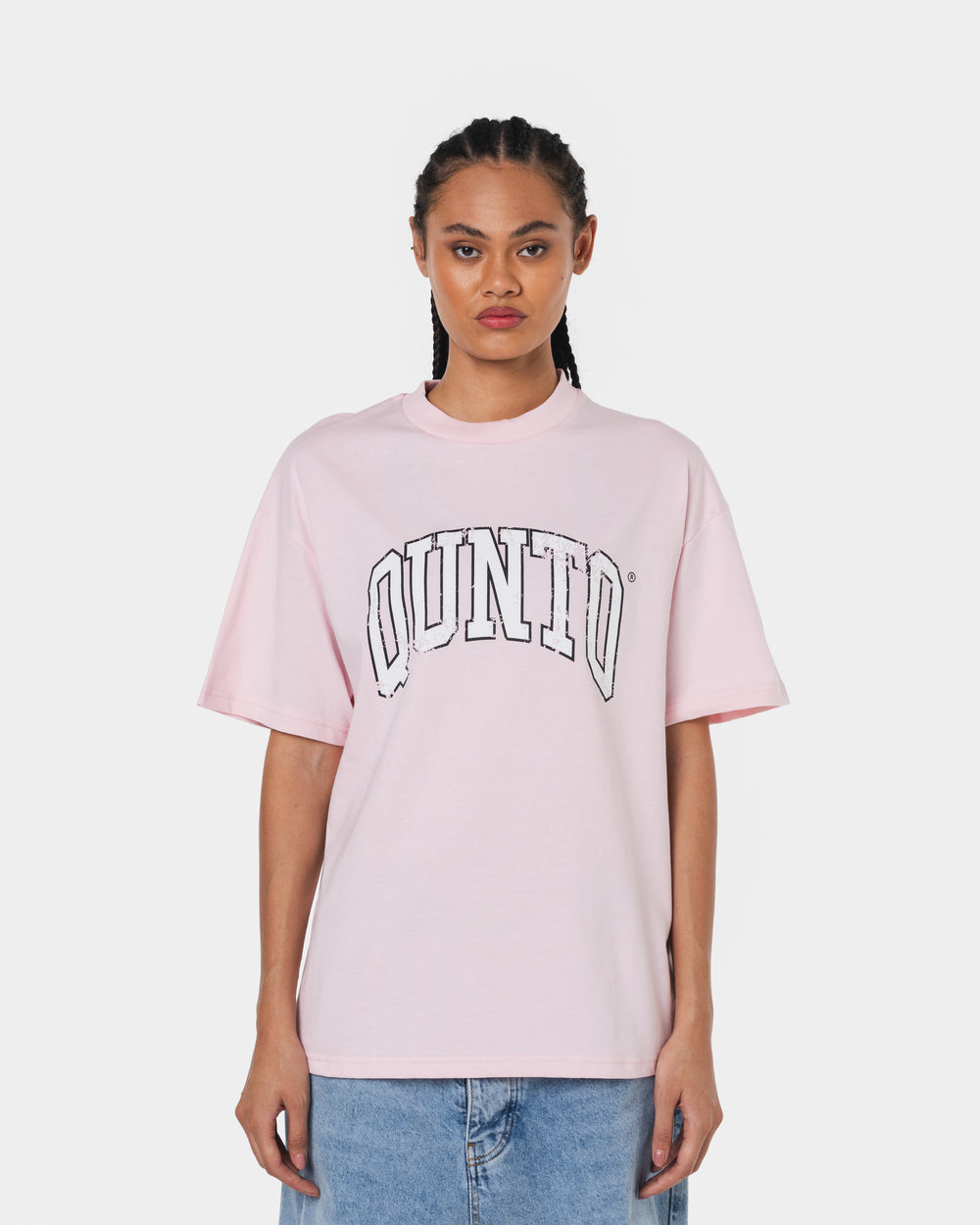 QUNTO WHITE ON PINK TSHIRT