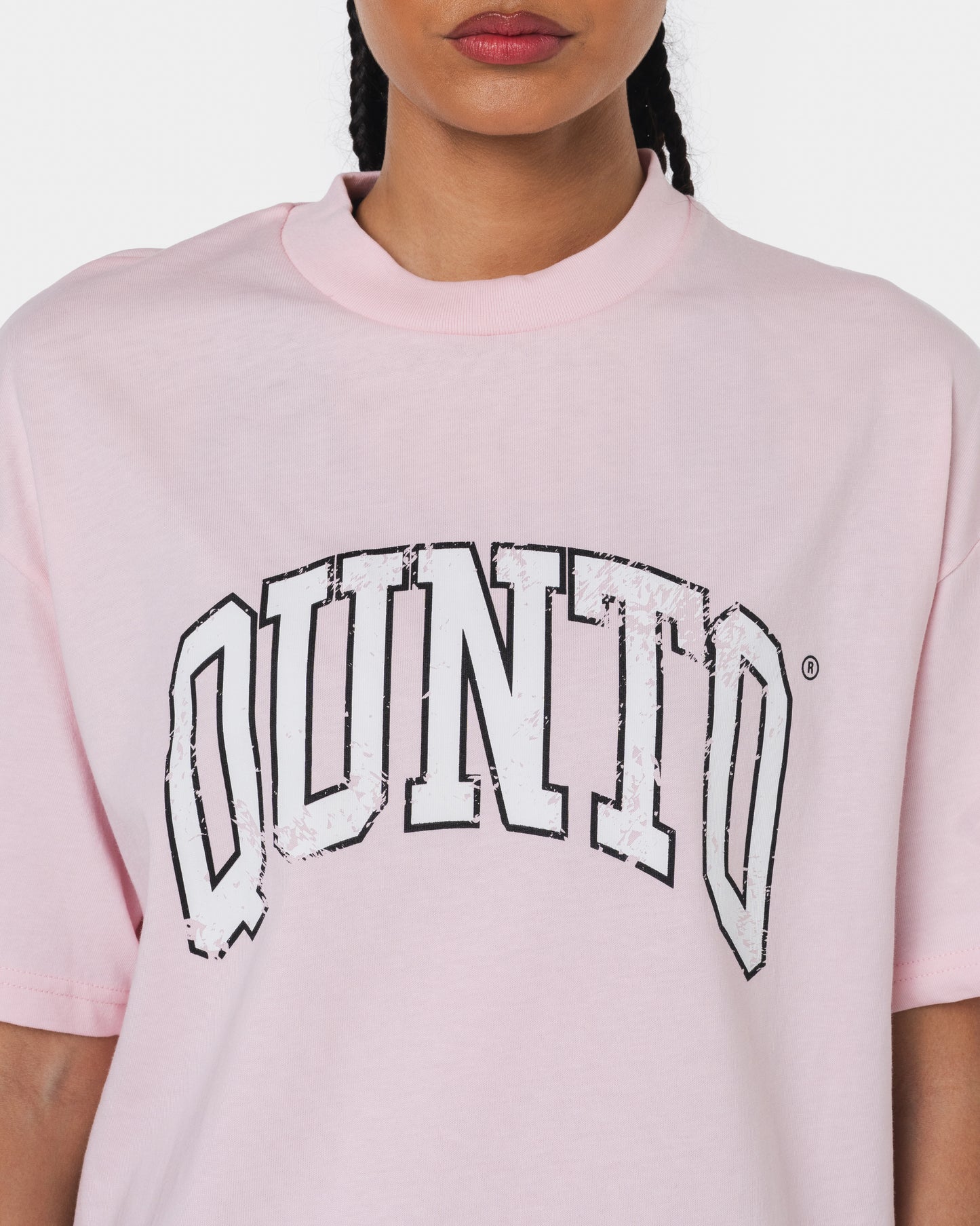 QUNTO WHITE ON PINK TSHIRT