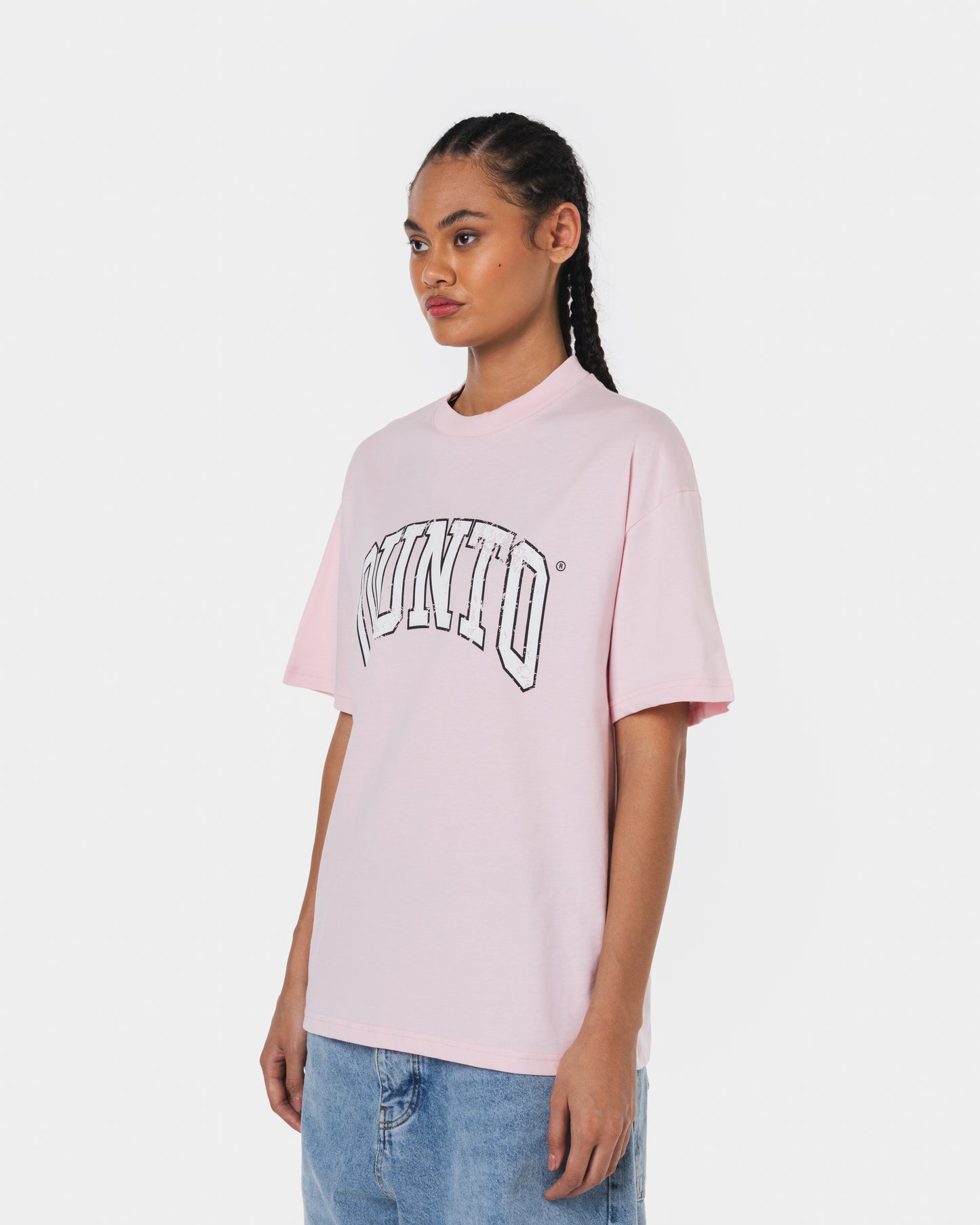 QUNTO WHITE ON PINK TSHIRT