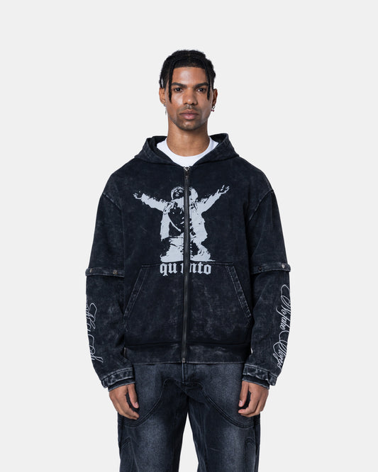 GRAFITI ZIPPER HOODIE BLACK