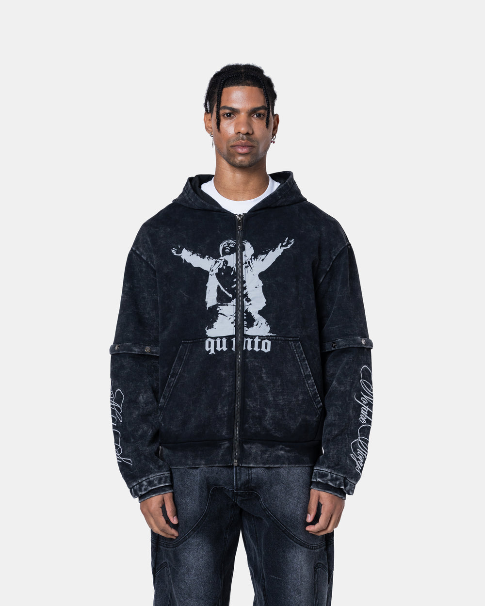 GRAFITI ZIPPER HOODIE BLACK