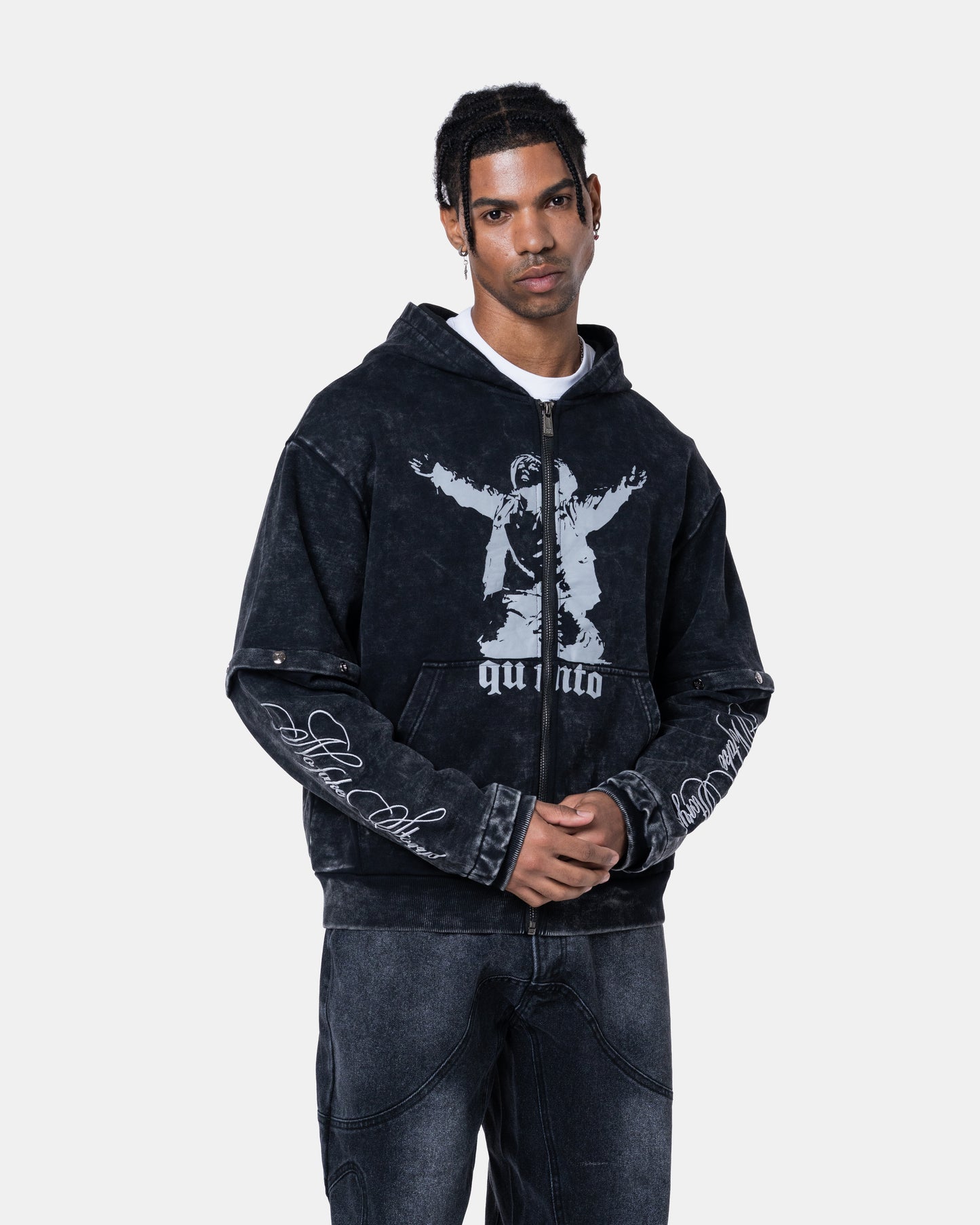 GRAFITI ZIPPER HOODIE BLACK