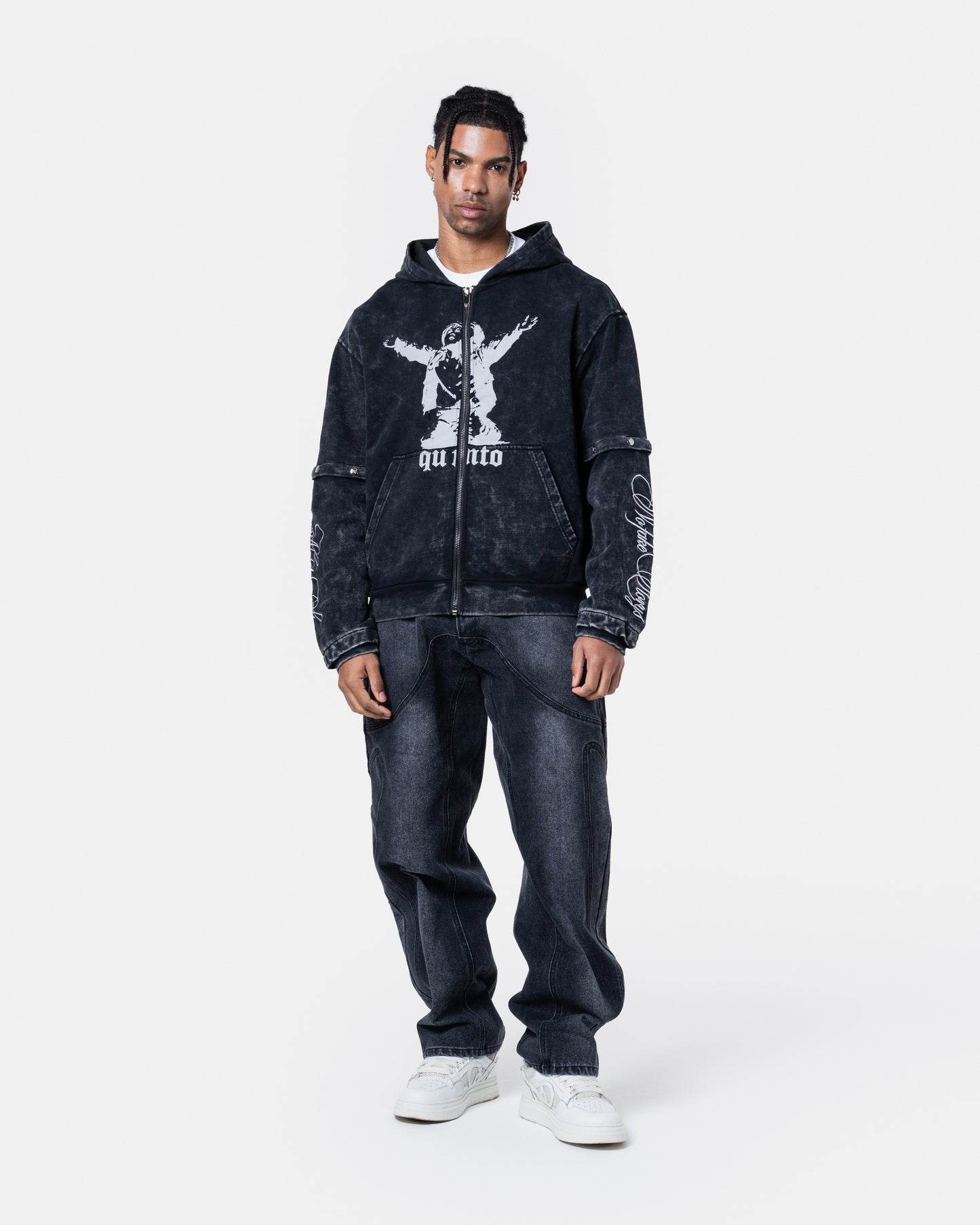 GRAFITI ZIPPER HOODIE BLACK