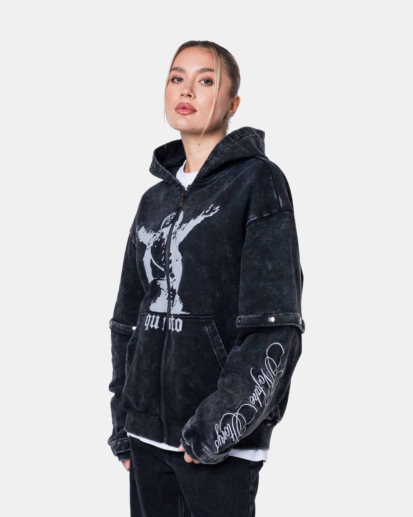 GRAFITI ZIPPER HOODIE BLACK