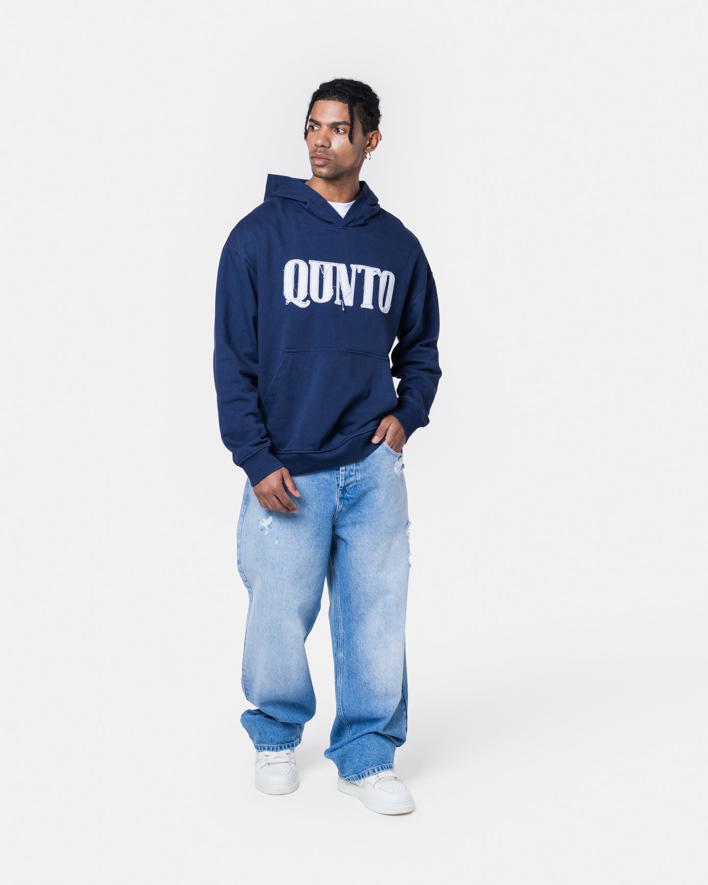 QUNTO C LOGO HOODIE BLUE