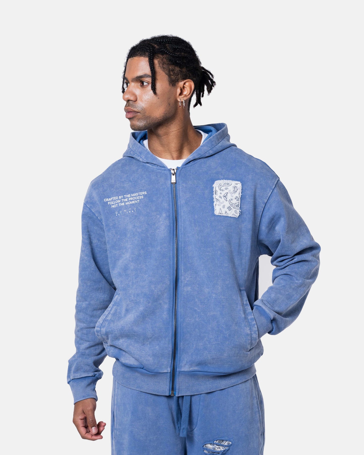 DESTROY ZIPPER HOODIE BLUE