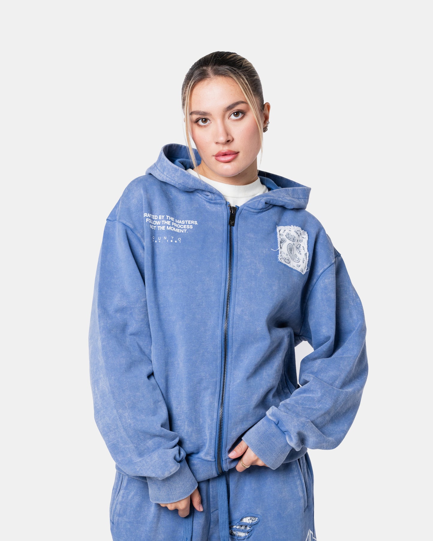 DESTROY ZIPPER HOODIE BLUE