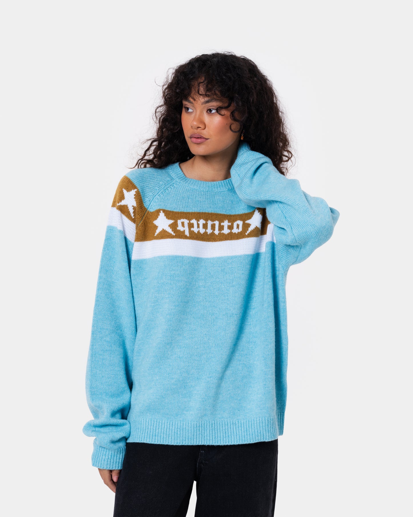 STAR BANNER SWEATER BLUE