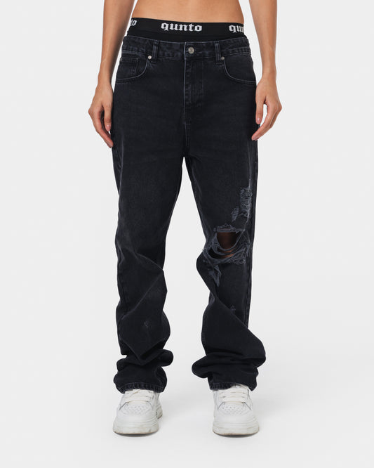 W RIPPED JEANS BLACK