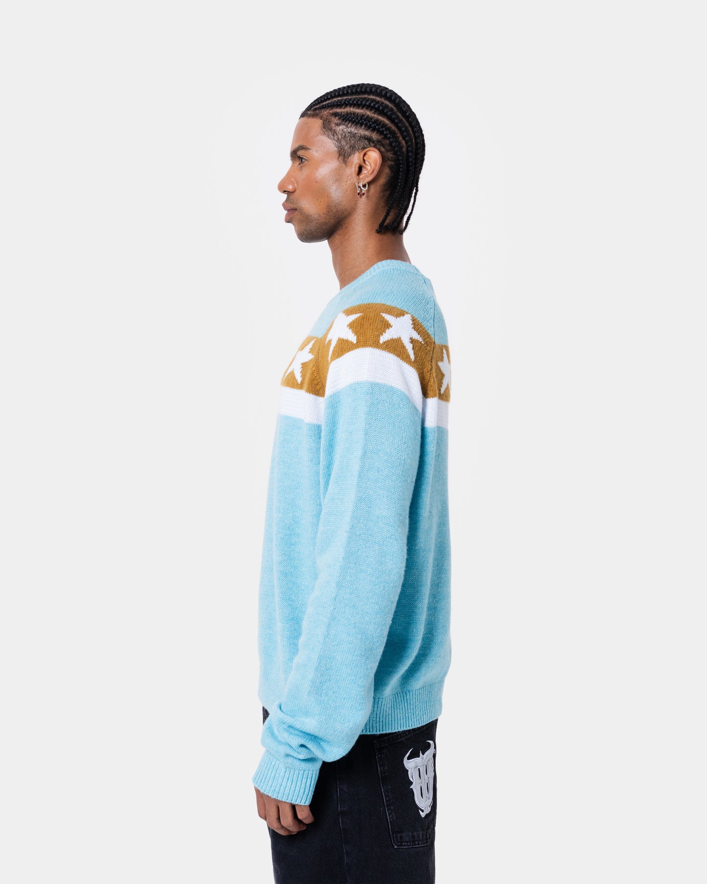 STAR BANNER SWEATER BLUE