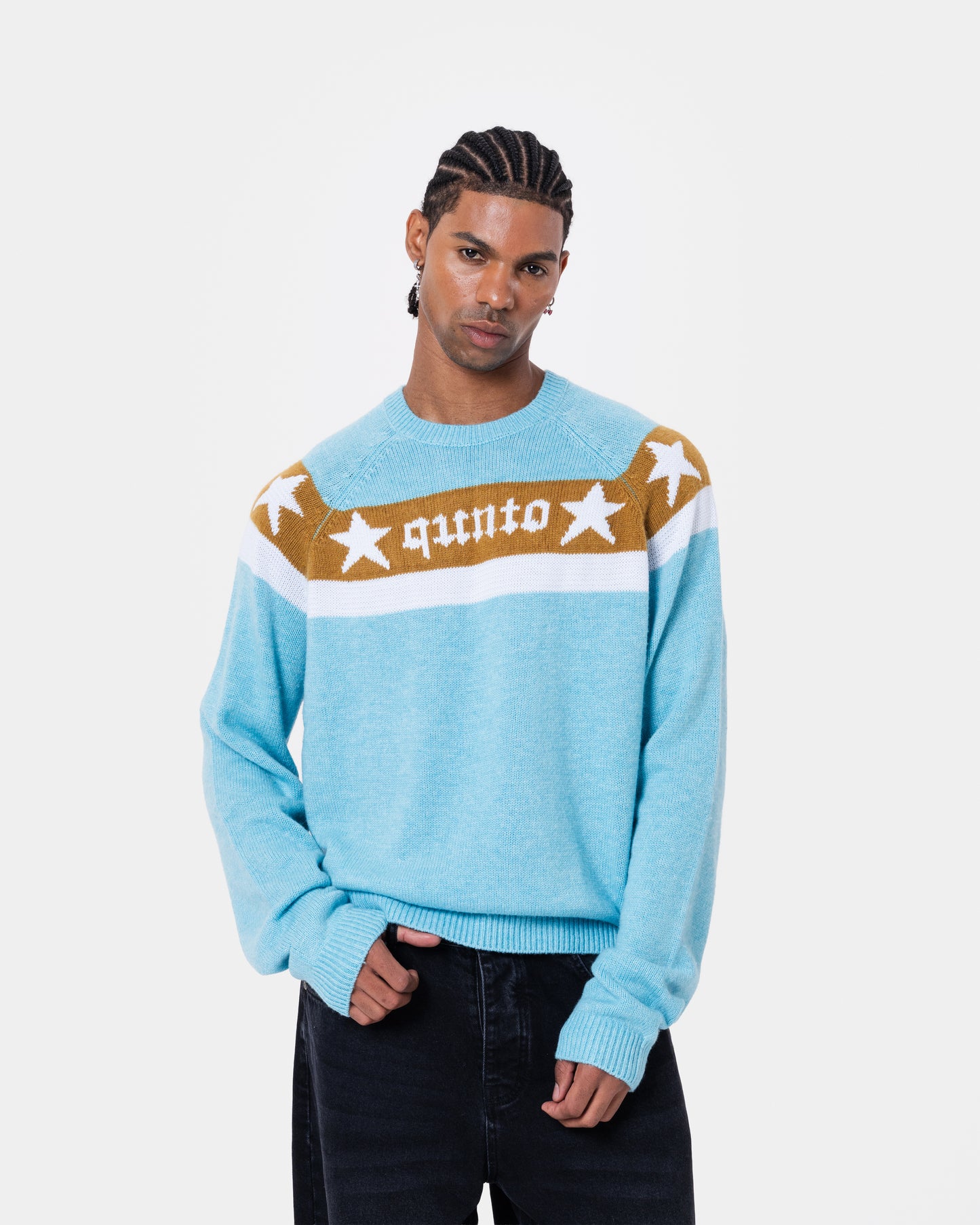 STAR BANNER SWEATER BLUE