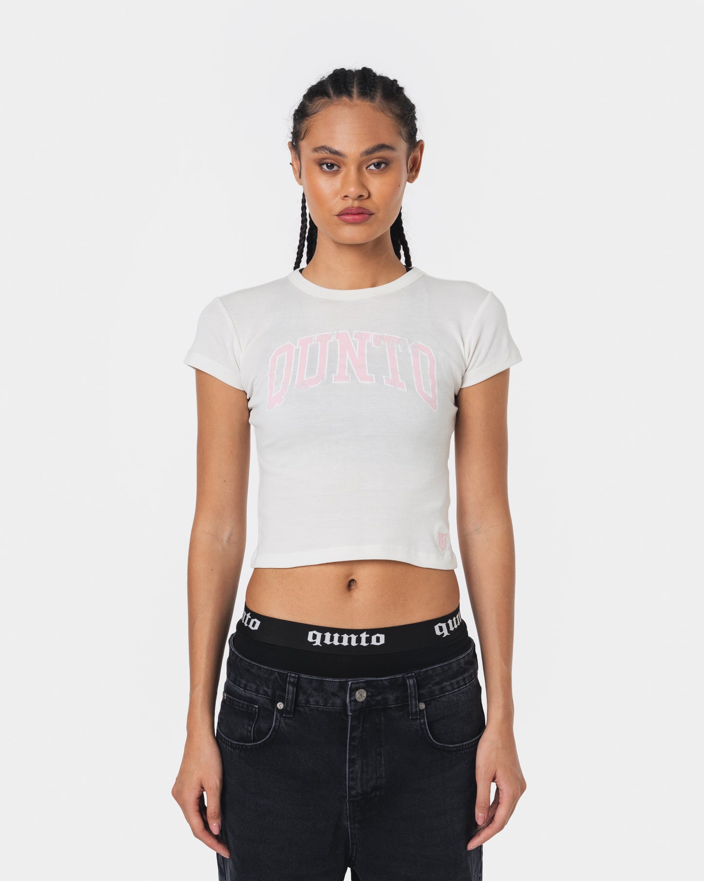 PINK ON WHITE BABY TEE