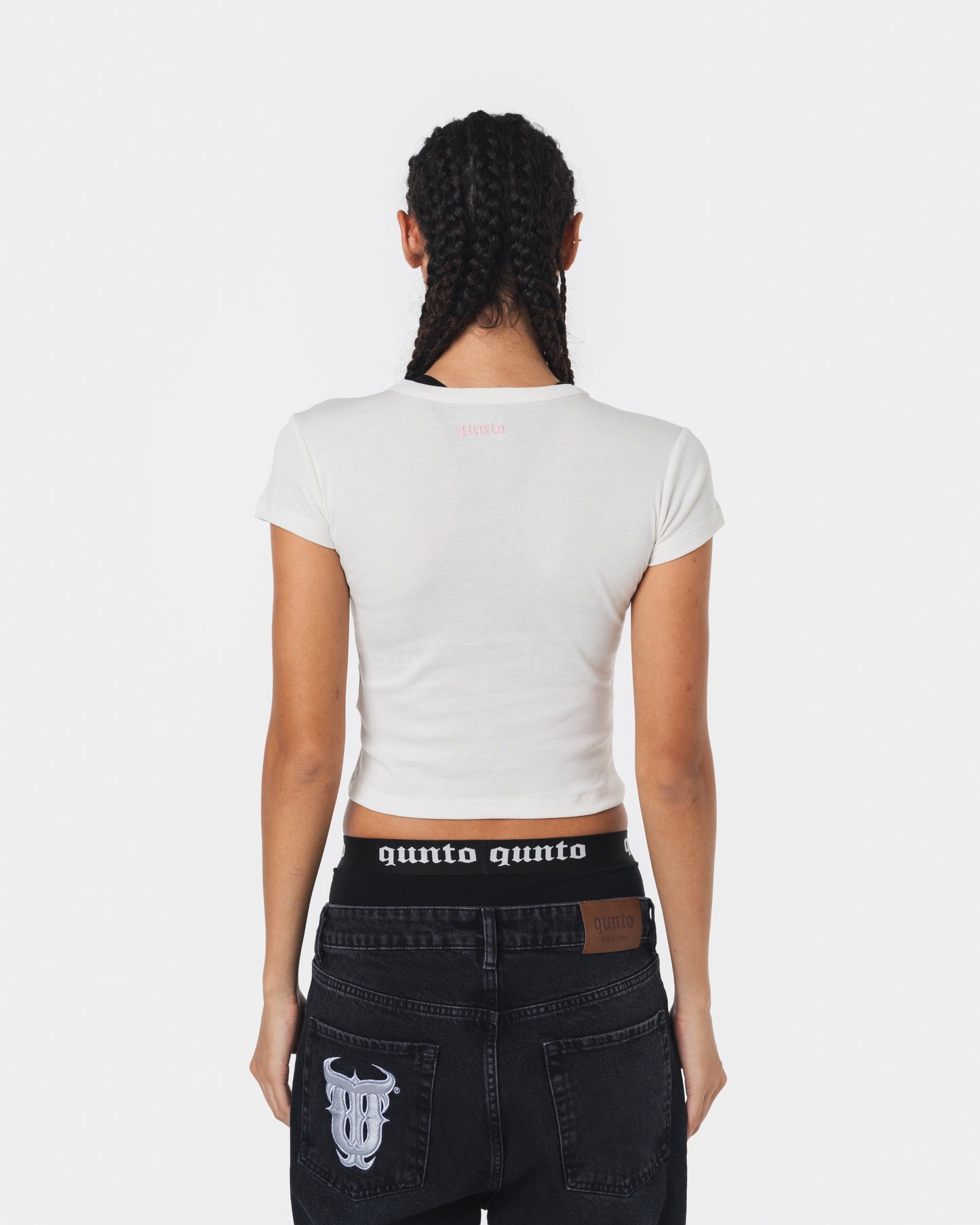 PINK ON WHITE BABY TEE