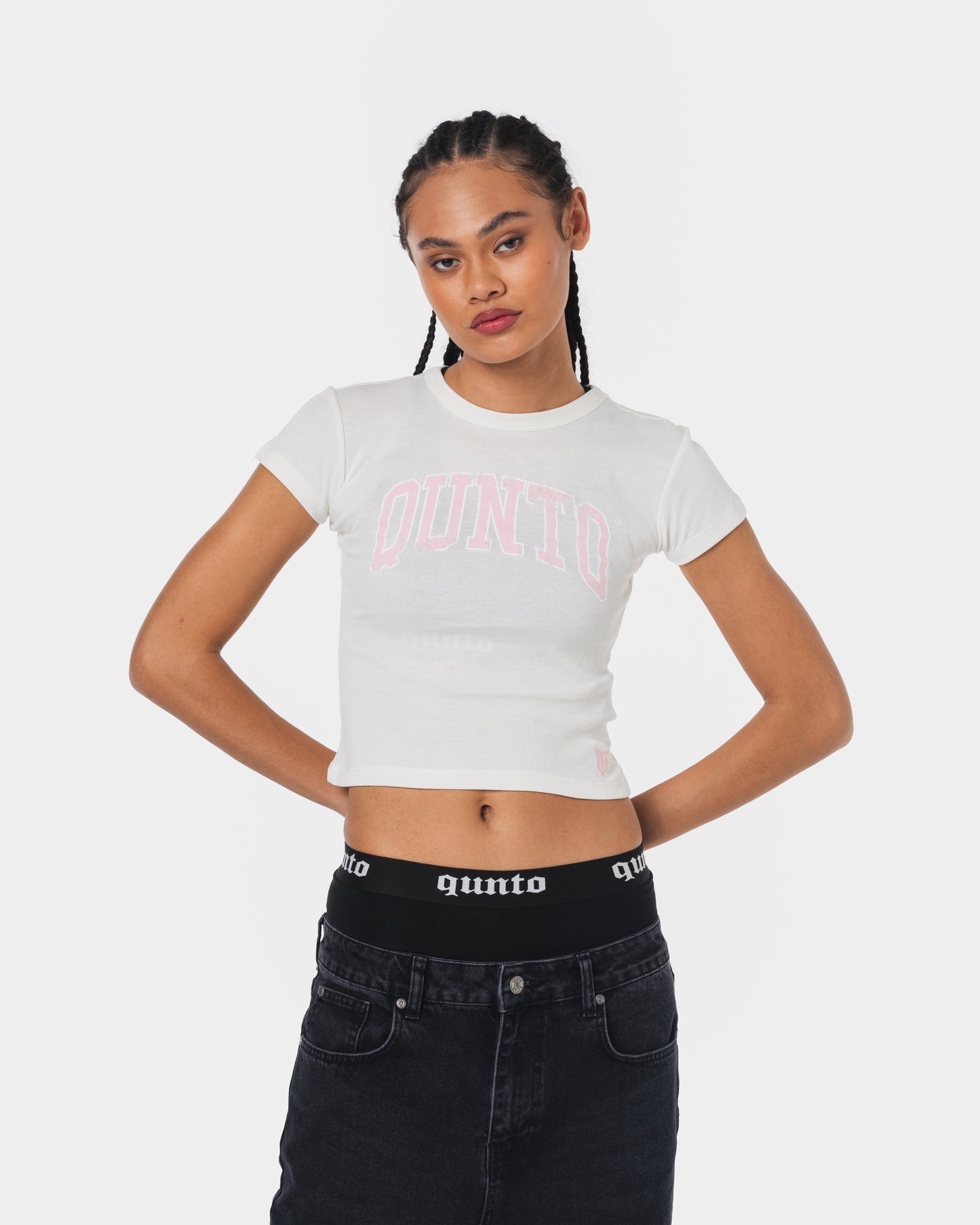 PINK ON WHITE BABY TEE