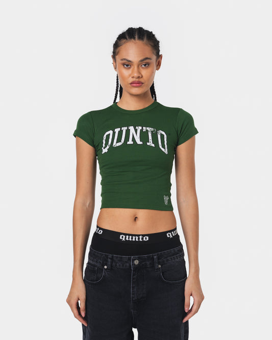 GREEN ON WHITE BABY TEE