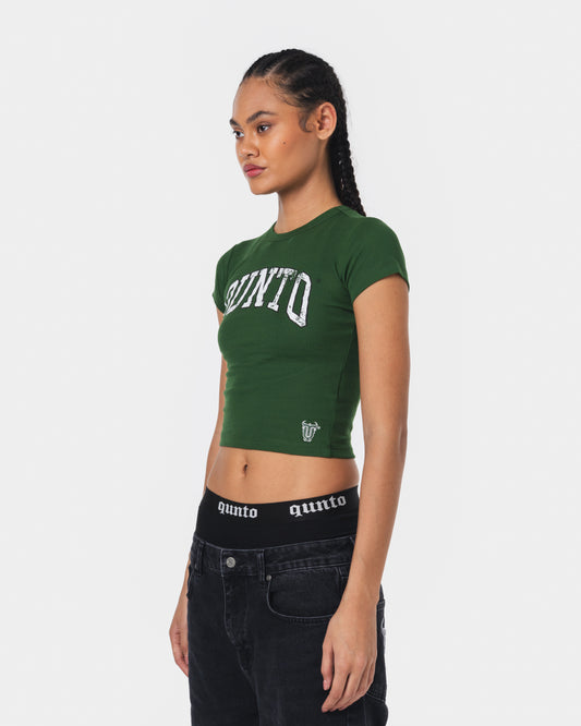 GREEN ON WHITE BABY TEE