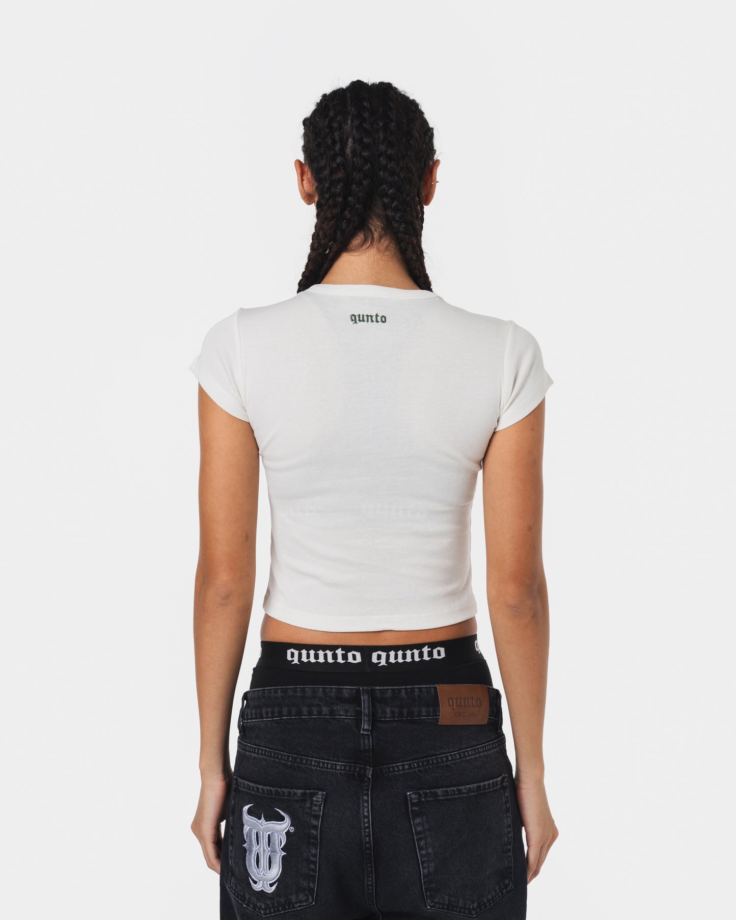 GREEN ON WHITE BABY TEE