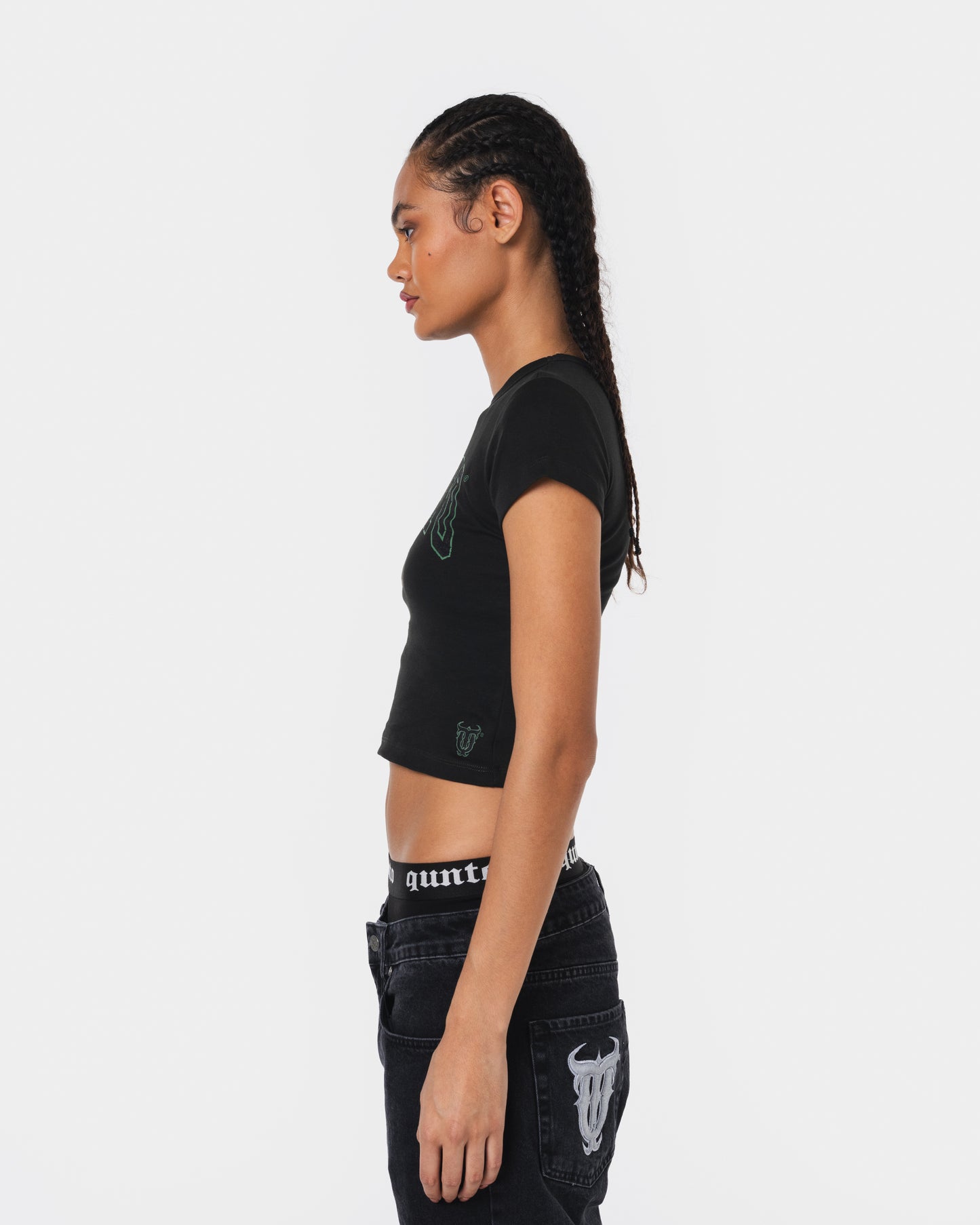 GREEN OUTLINER BABY TEE