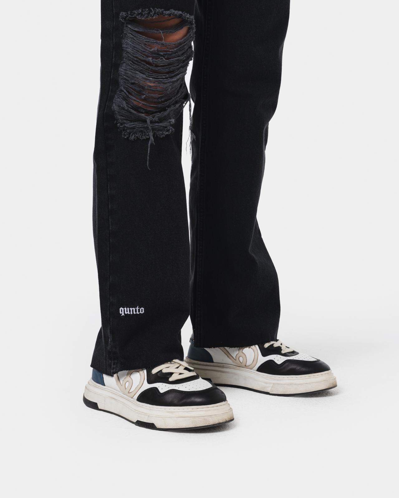 W RIPPED JEANS BLACK