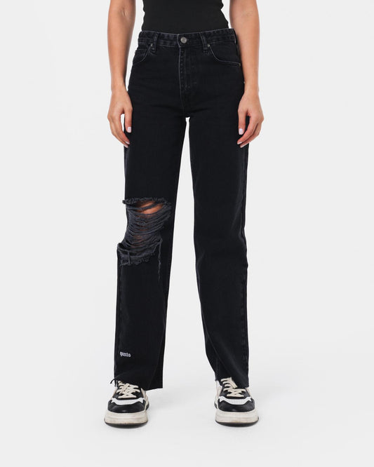 W RIPPED JEANS BLACK