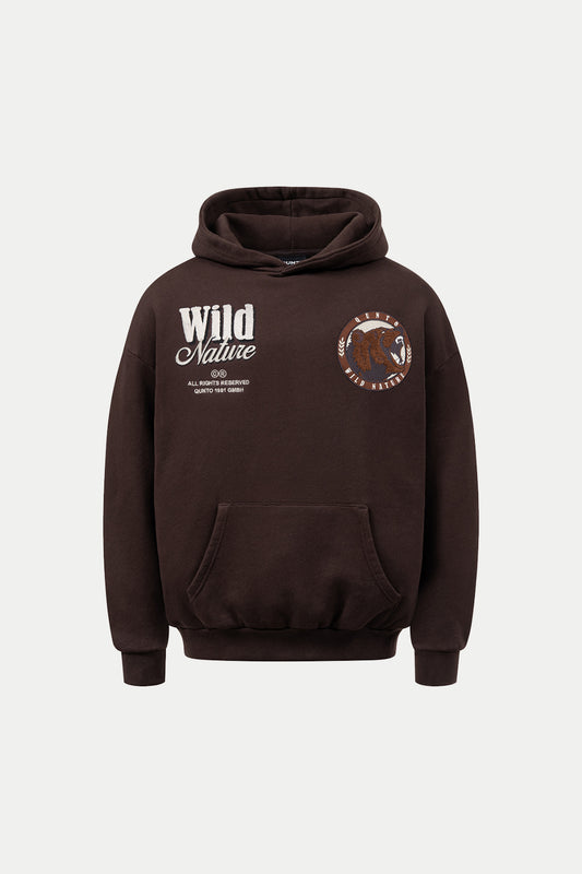 Bear Badge Hoodie Brown