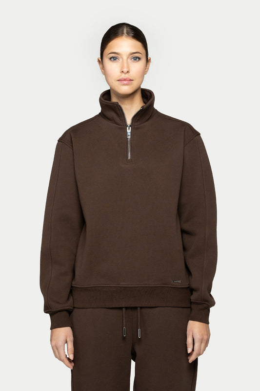 Super Heavy Half Zip Brown