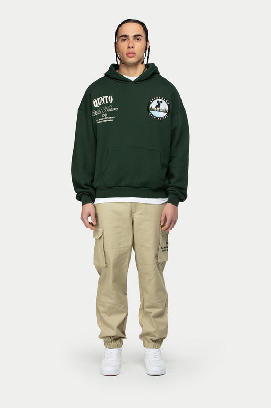 Moose Badge Hoodie Green
