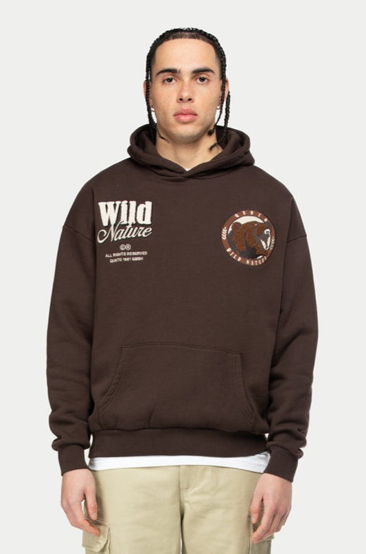 Bear Badge Hoodie Brown