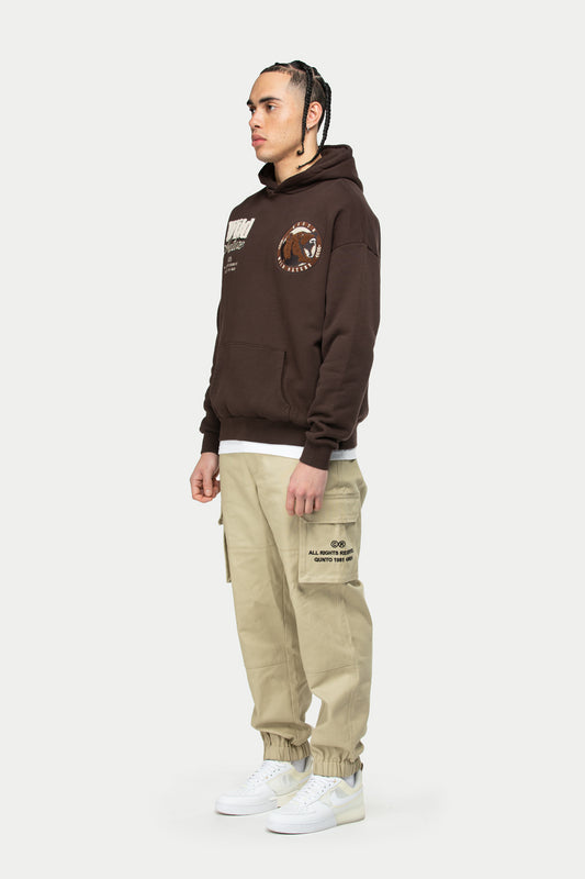 Bear Badge Hoodie Brown