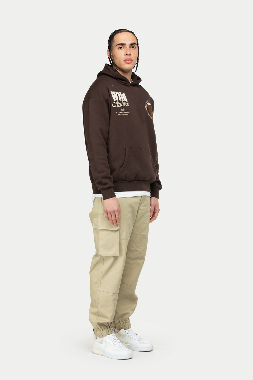 Bear Badge Hoodie Brown