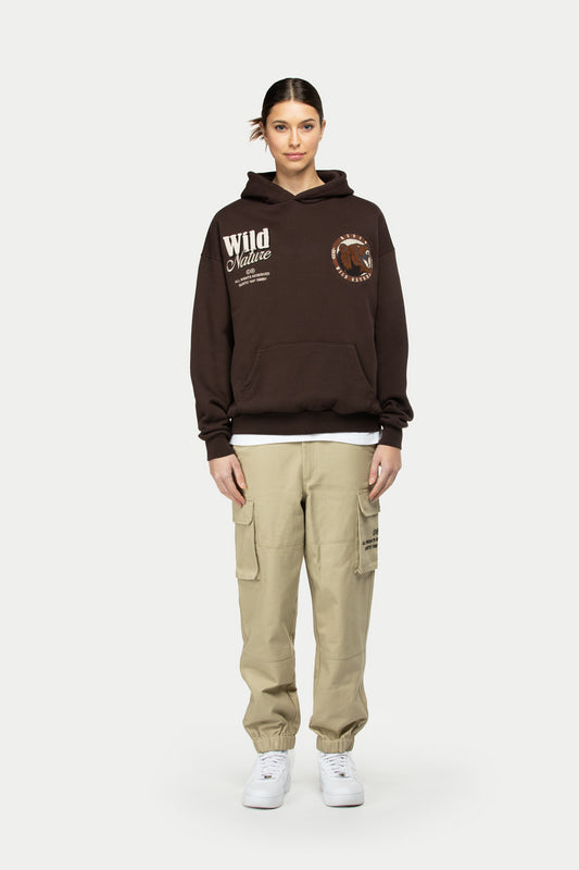 Bear Badge Hoodie Brown