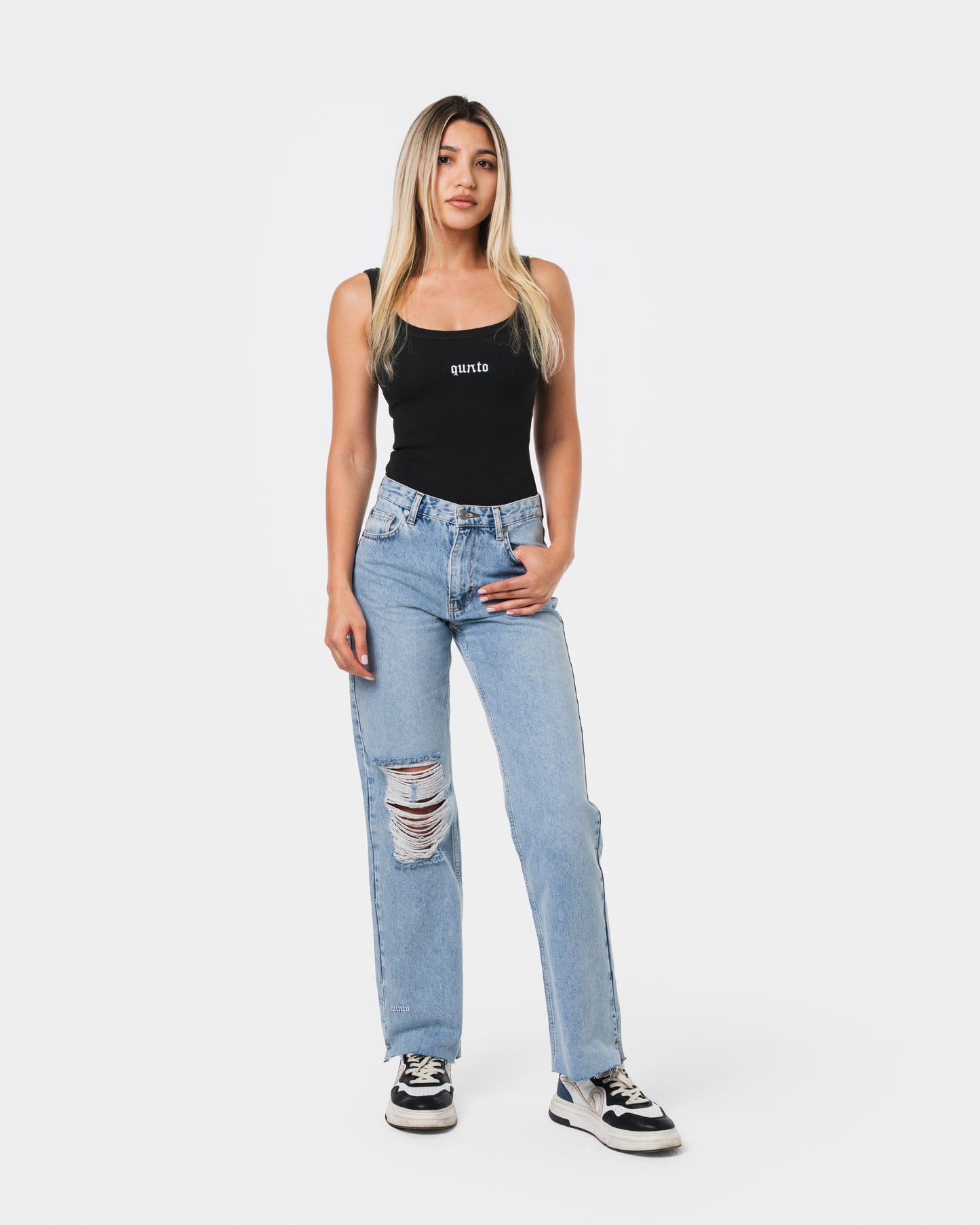 W RIPPED JEANS BLUE