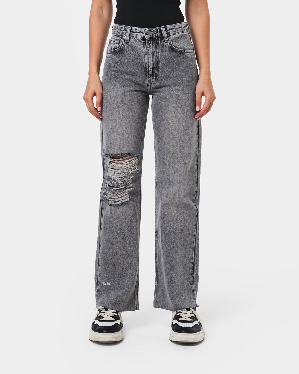 W RIPPED JEANS GREY