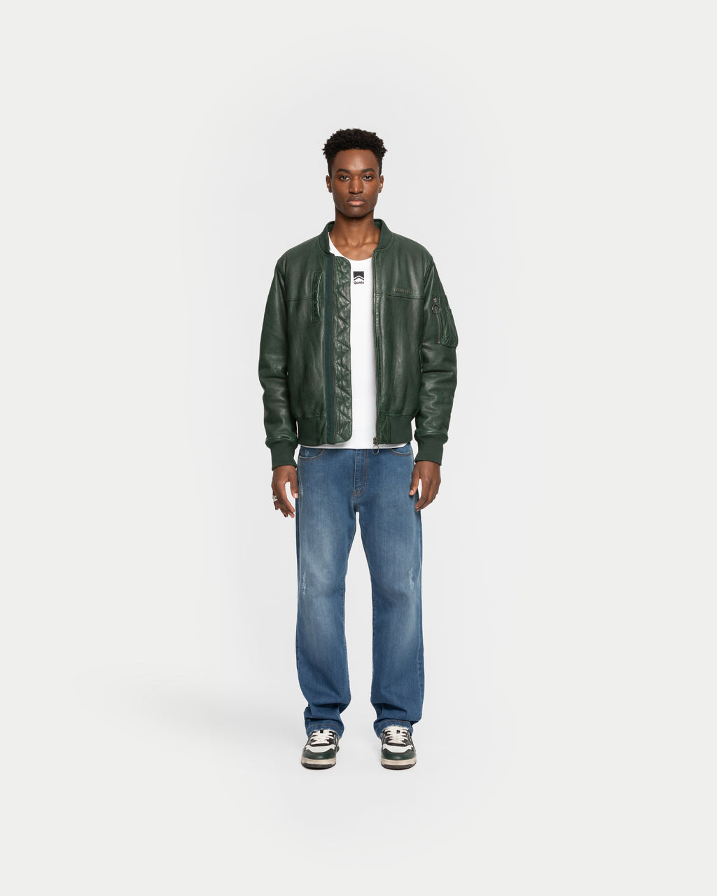 Grüne Lederjacke