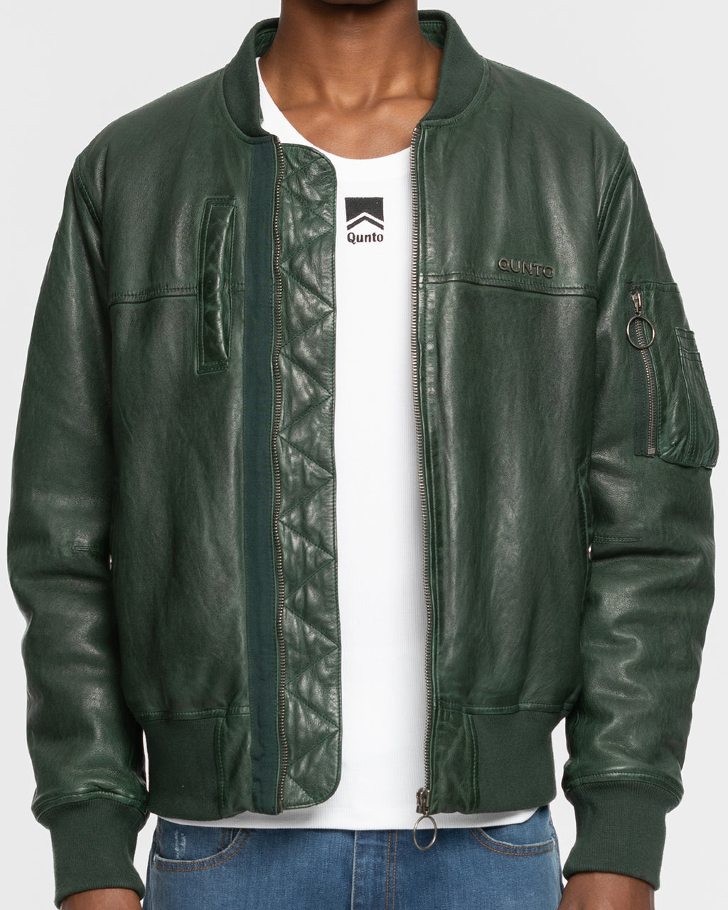 Grüne Lederjacke