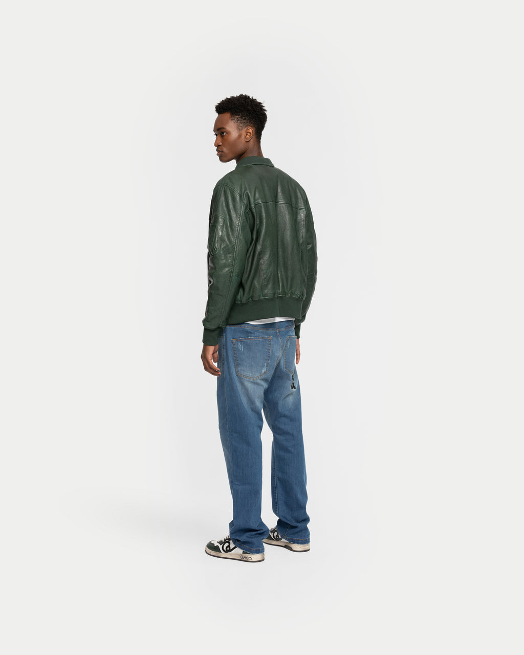 Grüne Lederjacke