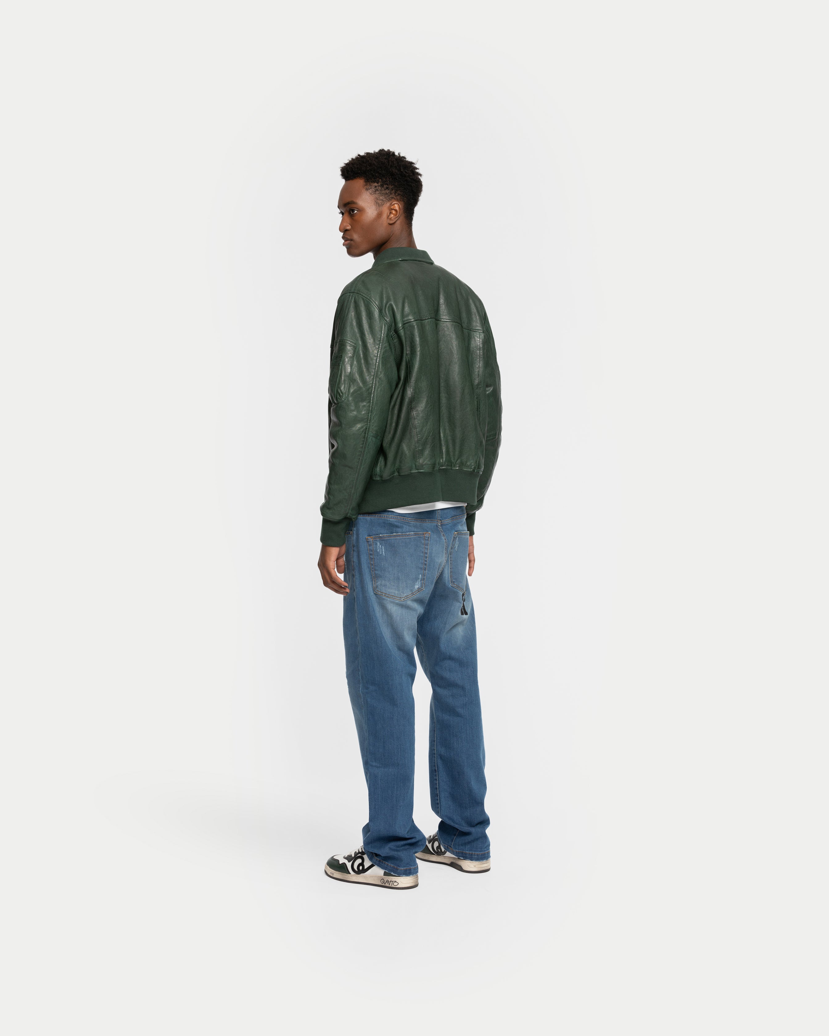 Grüne Lederjacke