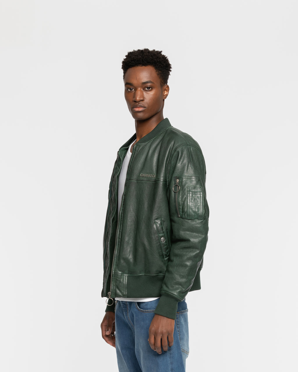 Grüne Lederjacke