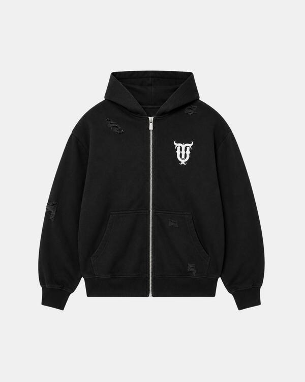 QT Pearl Zip Hoodie Black