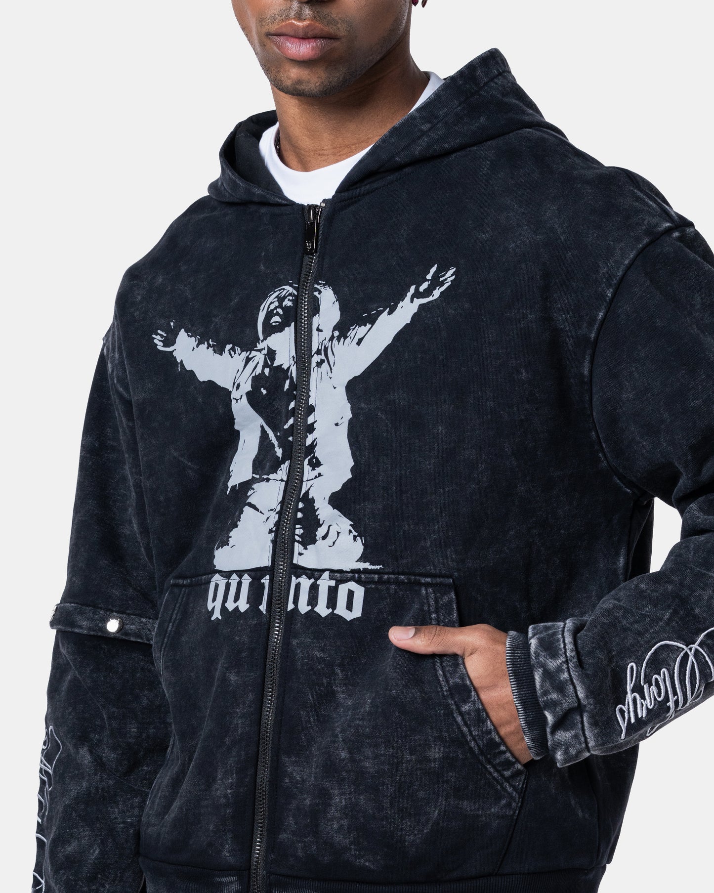 GRAFITI ZIPPER HOODIE BLACK