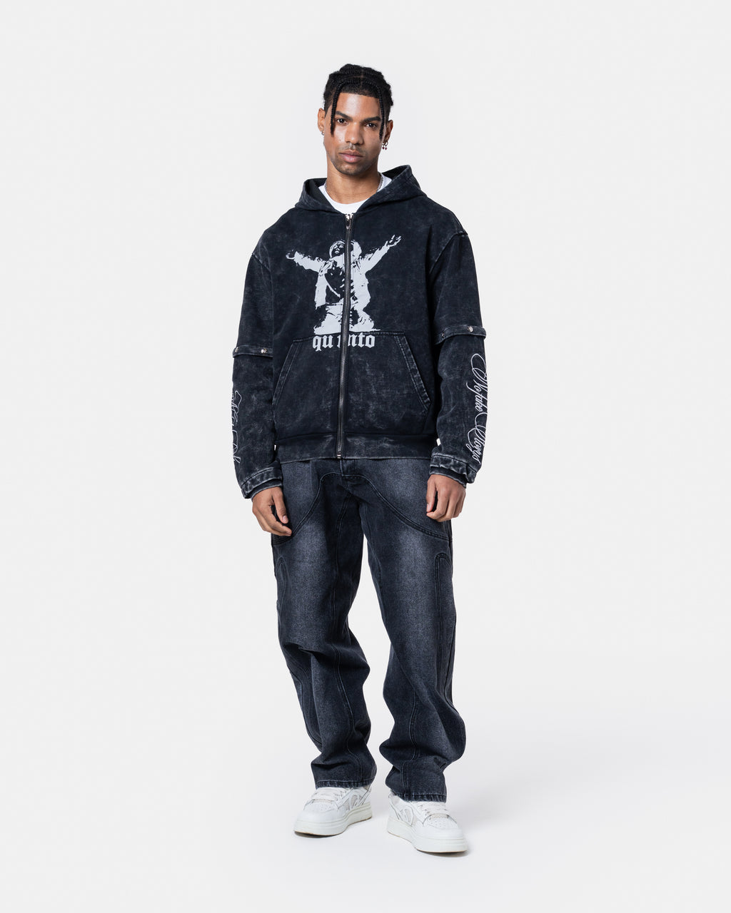 Graffiti Zip Hoodie Black