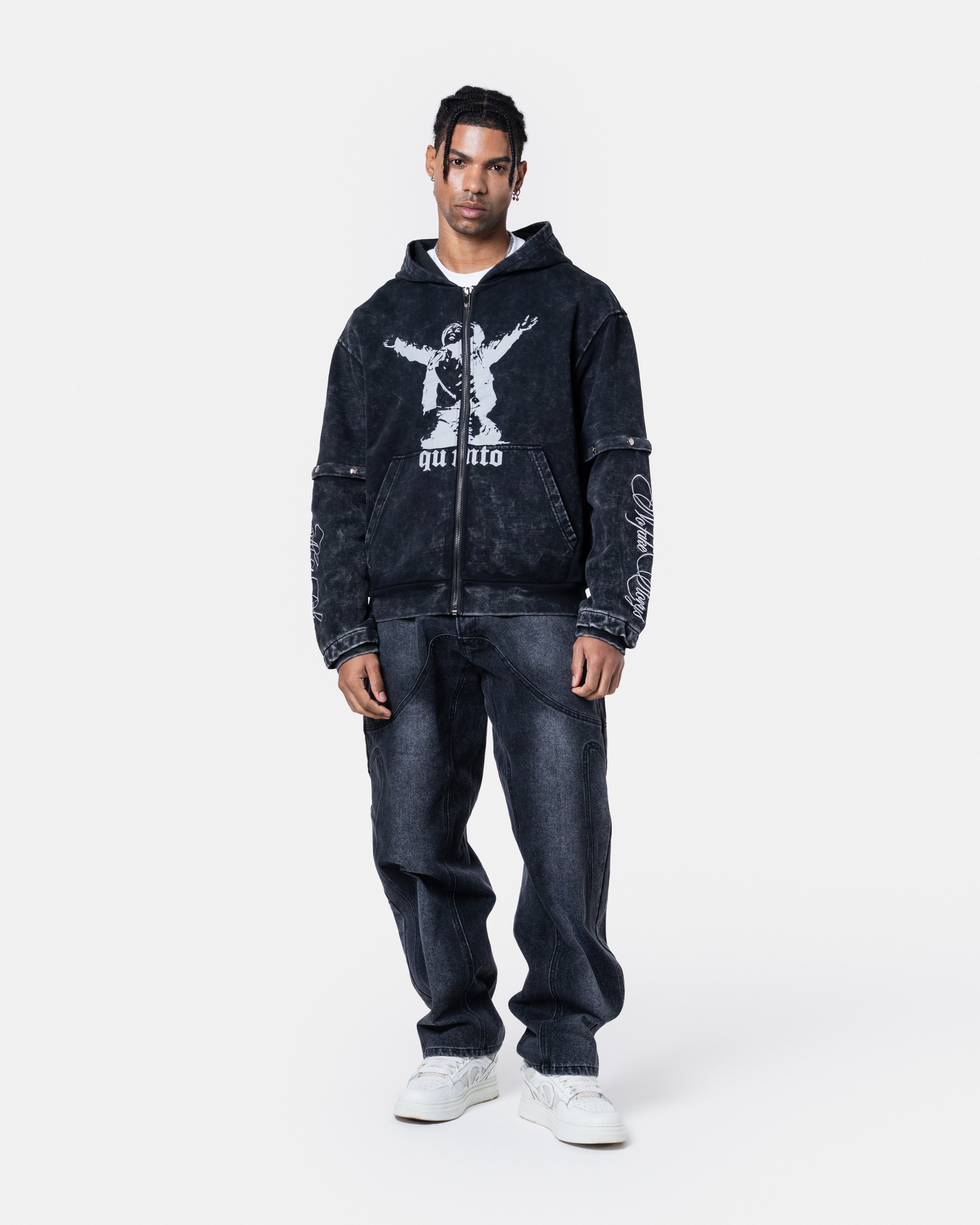Graffiti Zip Hoodie Black