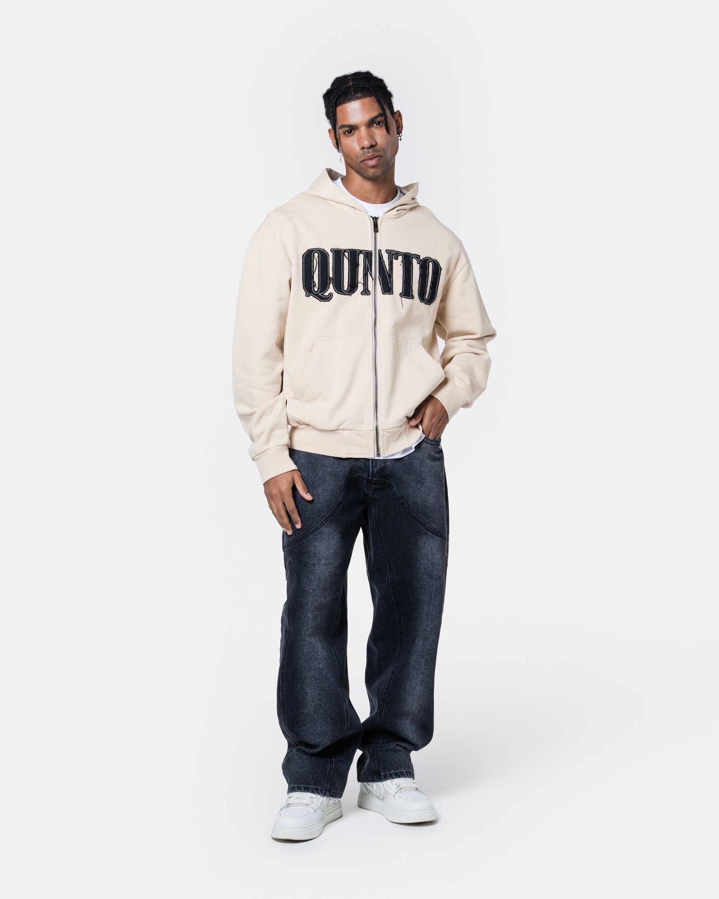 CLASSIC ZIPER HOODIE CREAM