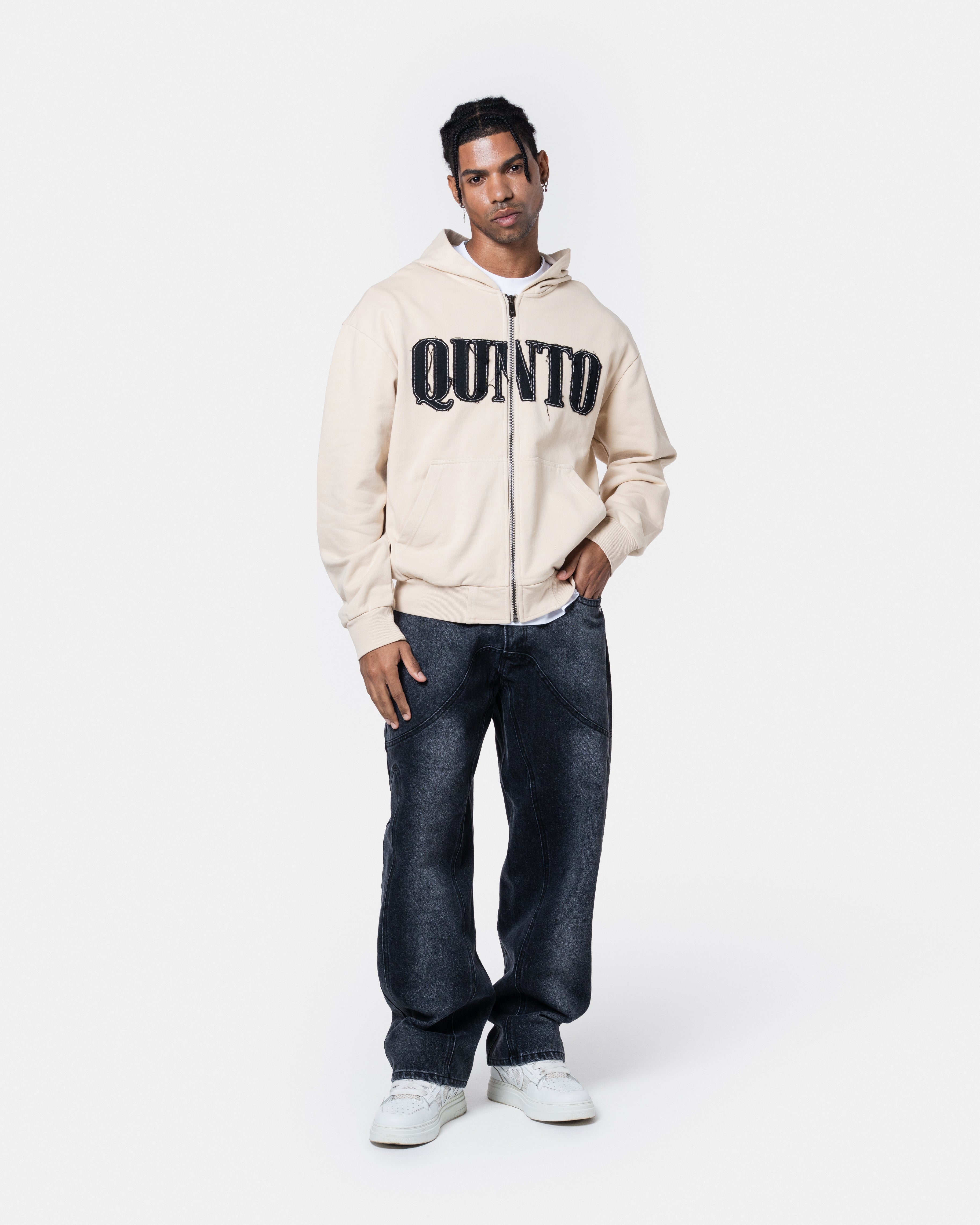 Classic Zip Hoodie Cream
