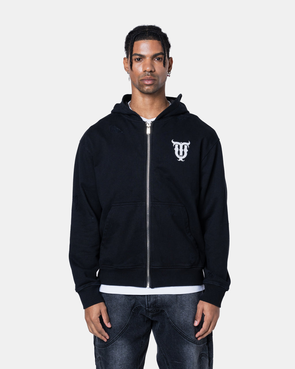 QT Pearl Zip Hoodie Black