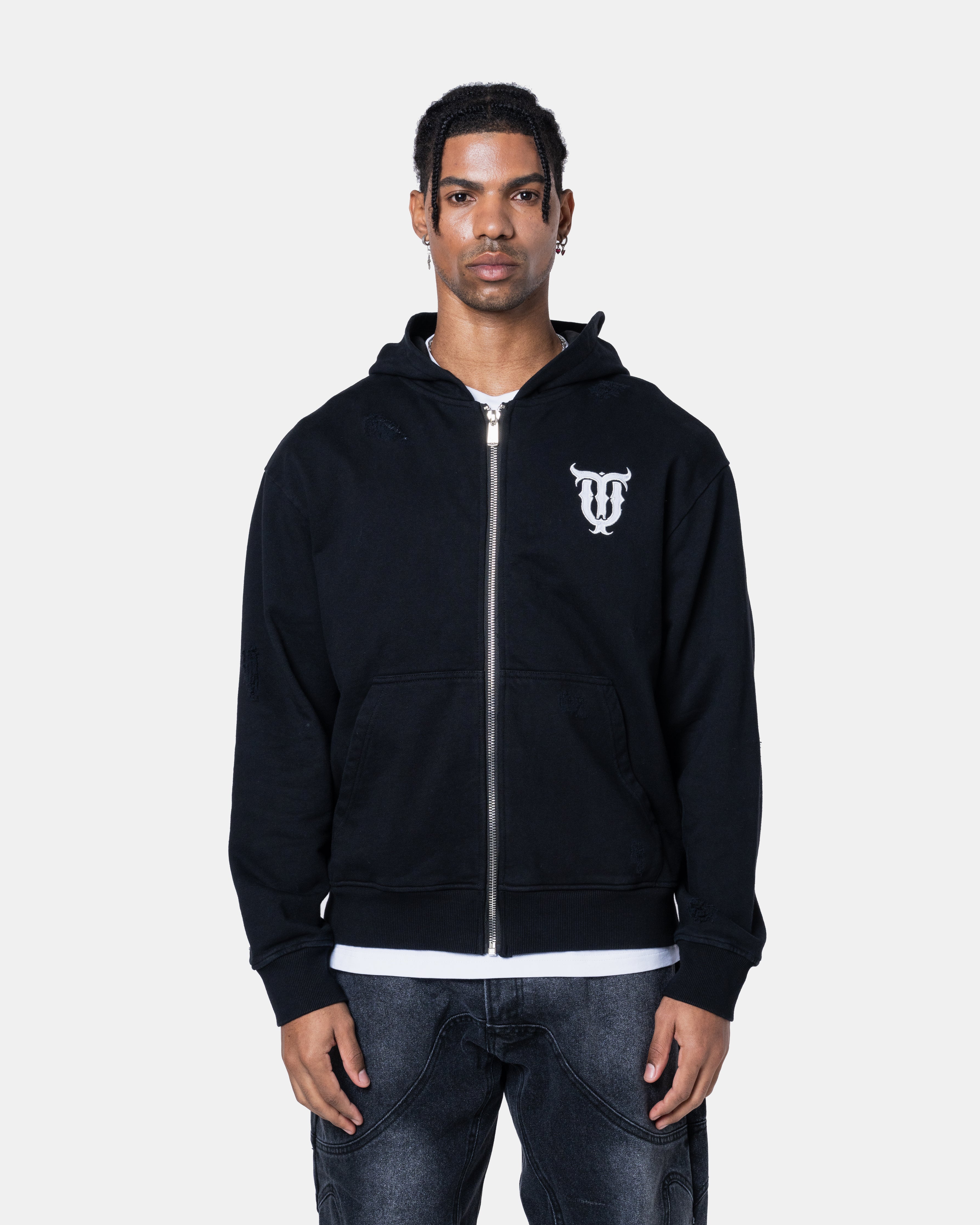 QT Pearl Zip Hoodie Black
